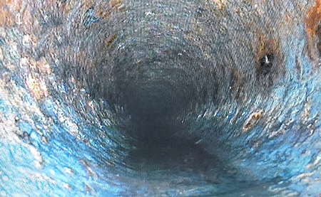 video image of inside a drain